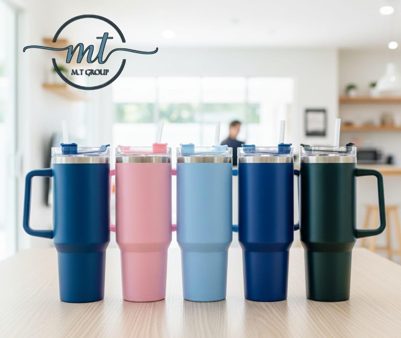 40oz Matte Finish Insulated Tumbler with Handle & Straw image