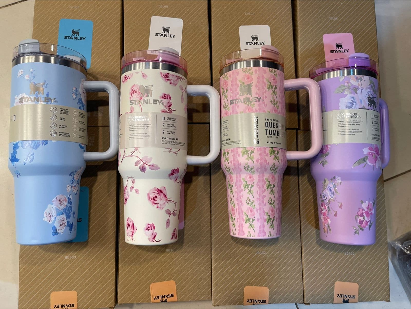 Floral Printed Insulated Tumbler with Handle & Lid image